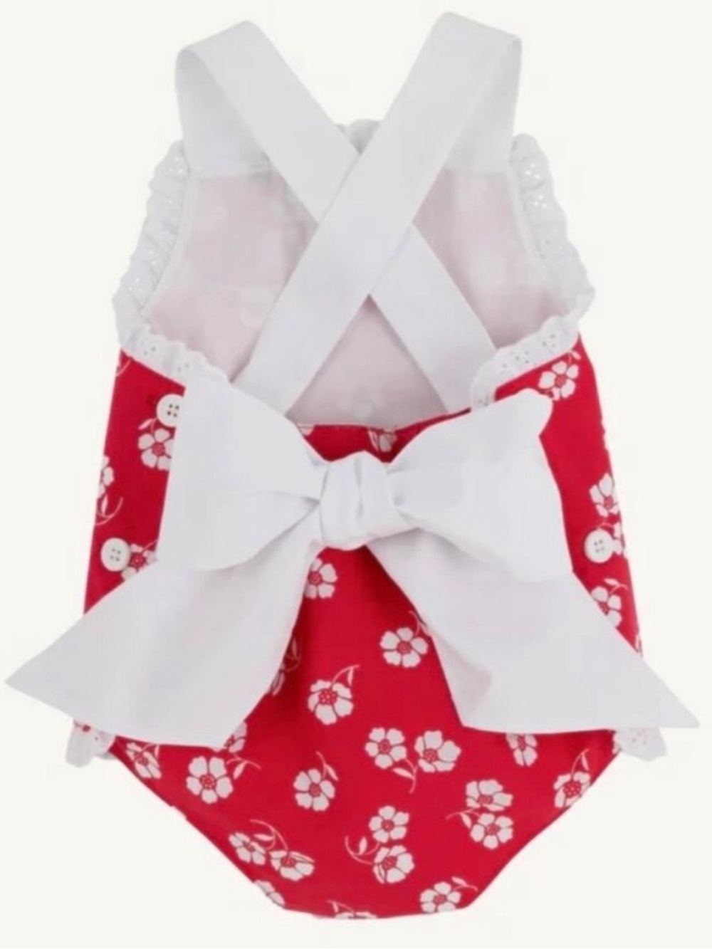 The Beaufort Bonnet Company Red and White Floral Sunsuit